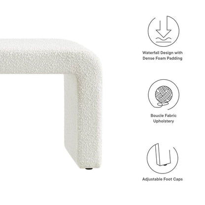Boucle Fabric Waterfall Long Bedroom Bench 59.5