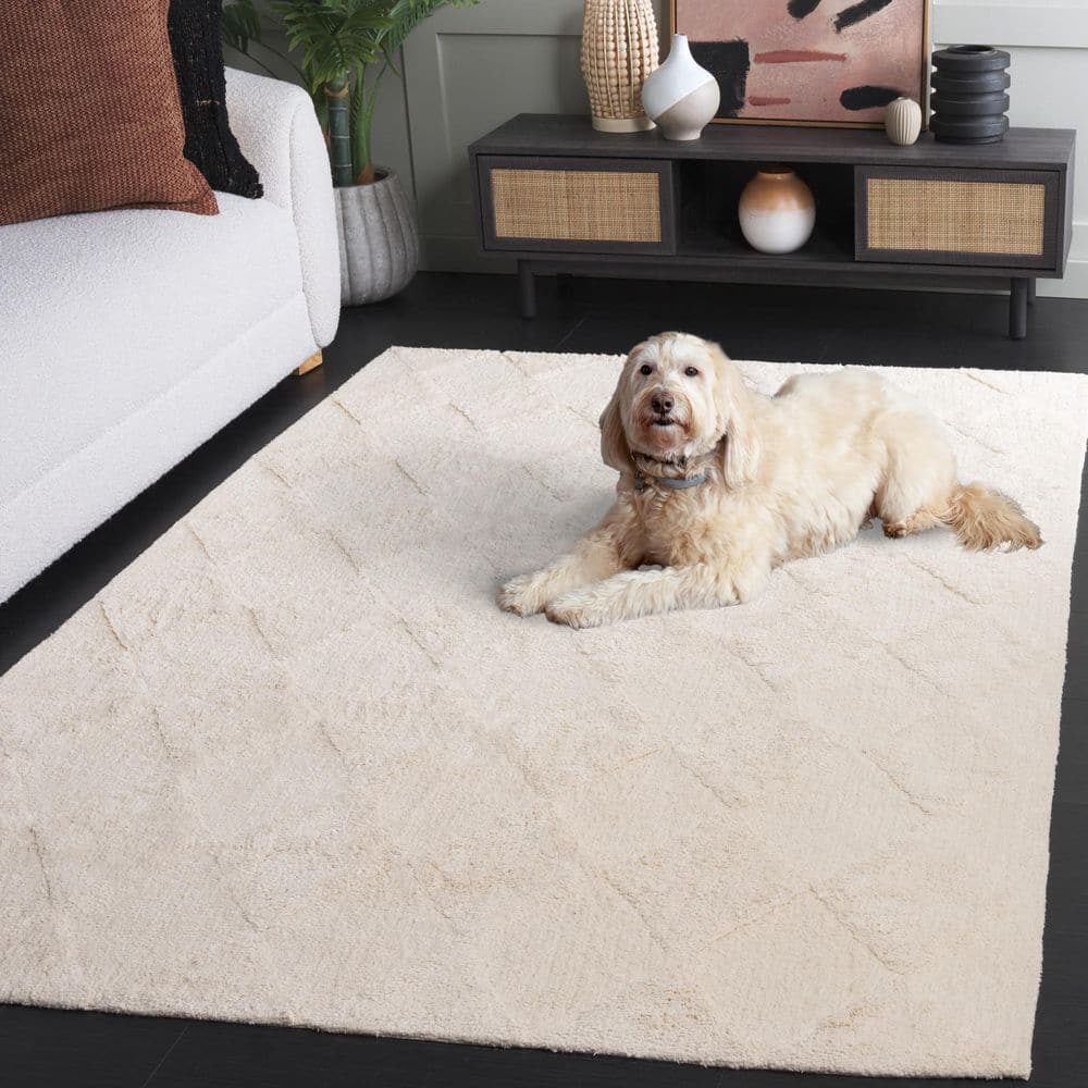 8 Ft. X 10 Ft. Machine Washable High-Low Diamond Solid Area Rug