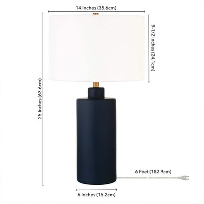 25 In. Matte Navy Blue Table Lamp