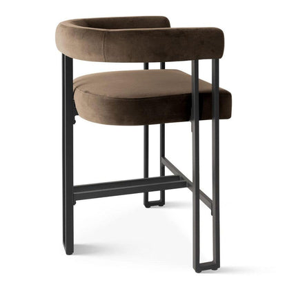 High Back Metal Frame Counter Height Velvet Bar Stool Mink