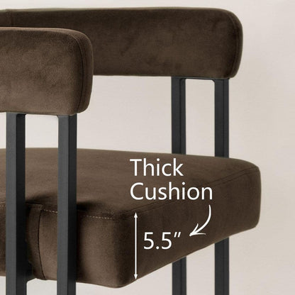High Back Metal Frame Counter Height Velvet Bar Stool Mink