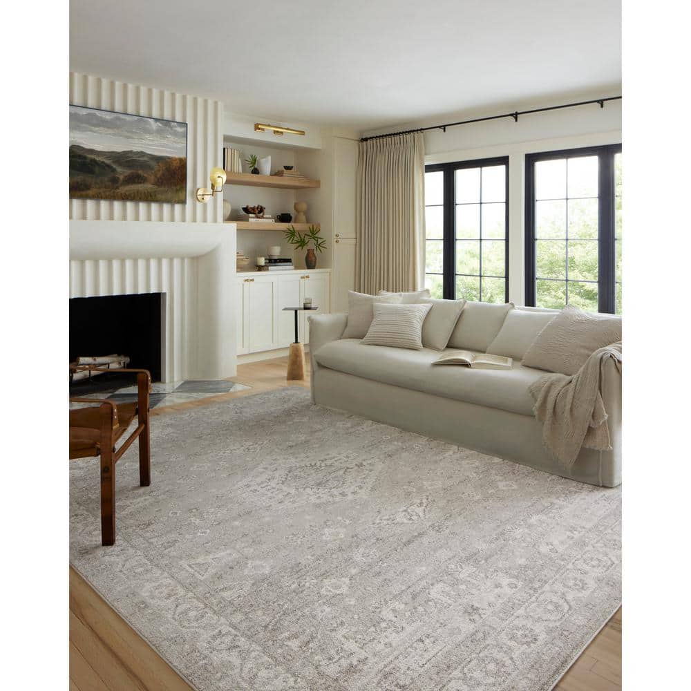 Silver/Ivory Oriental Area Rug 7 Ft. - 10 In. X 10 Ft.