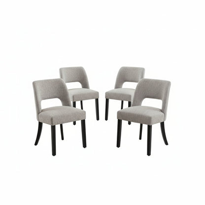 Hommeco Linen Dining Chair with Solid Wood Legs