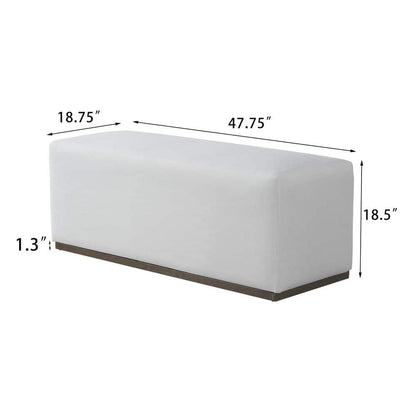 White Modern Polyester Upholstered Fabric Rectangle Accent Ottoman