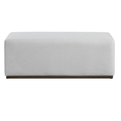 White Modern Polyester Upholstered Fabric Rectangle Accent Ottoman