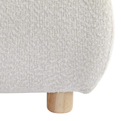 Linden White Boucle Fabric Upholstered Wood Frame King Size Platform Bed with Removable Pillow Headboard