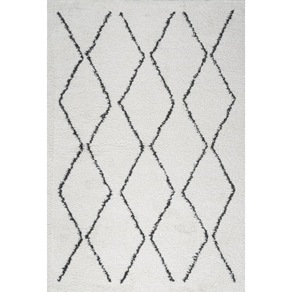 Moroccan Diamond Shag White/Gray 8 Ft. X 10 Ft. Area Rug