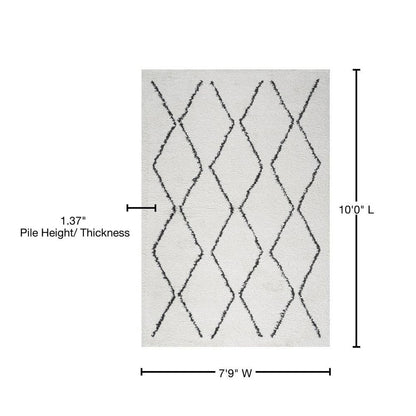Moroccan Diamond Shag White/Gray 8 Ft. X 10 Ft. Area Rug