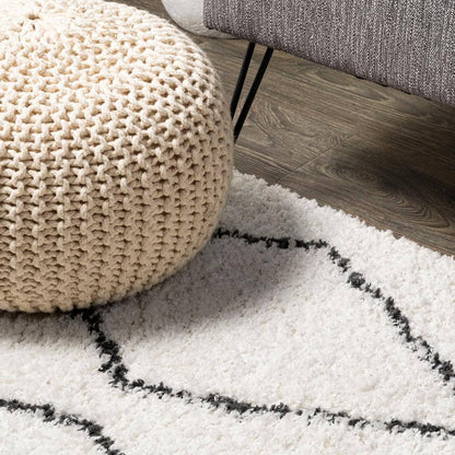 Moroccan Diamond Shag White/Gray 8 Ft. X 10 Ft. Area Rug